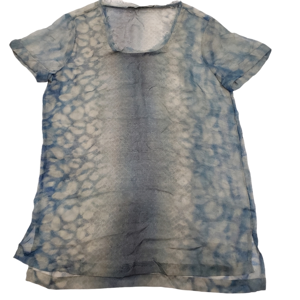 All Saints Blue Reptile Print Top